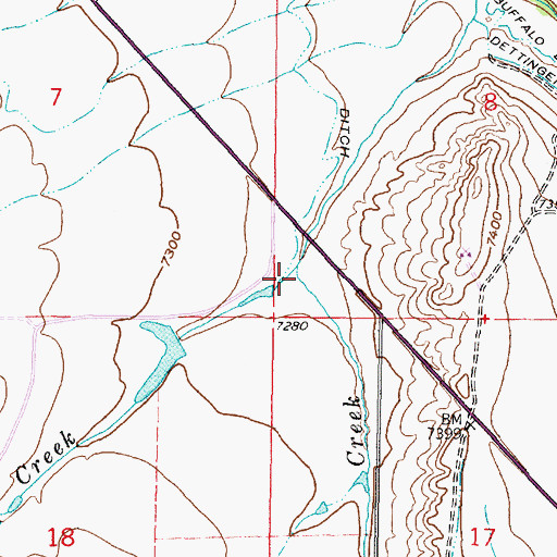 Topographic Map of Dufunny Creek, WY