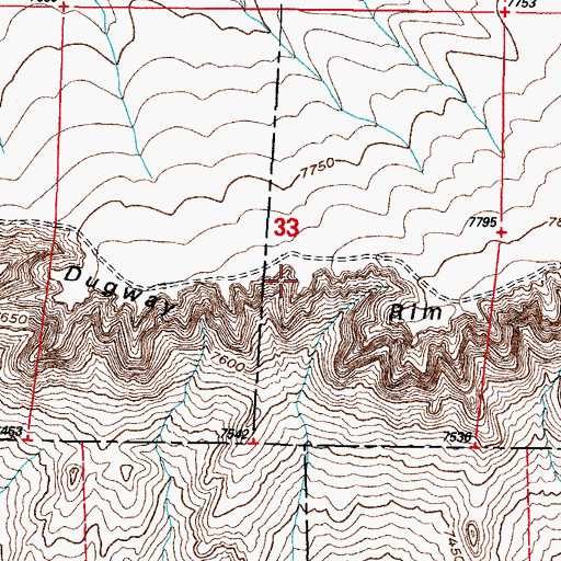 Topographic Map of Dugway Rim, WY