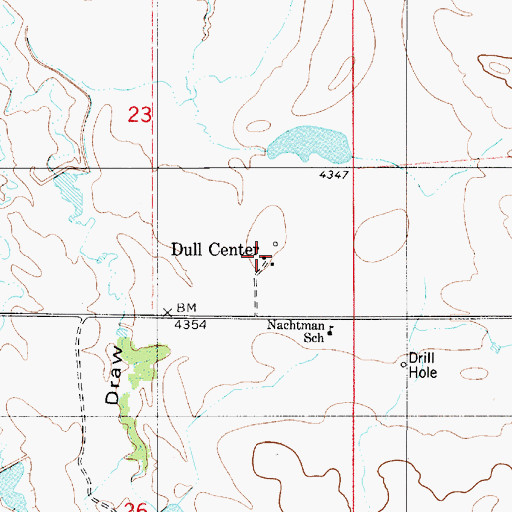 Topographic Map of Dull Center, WY