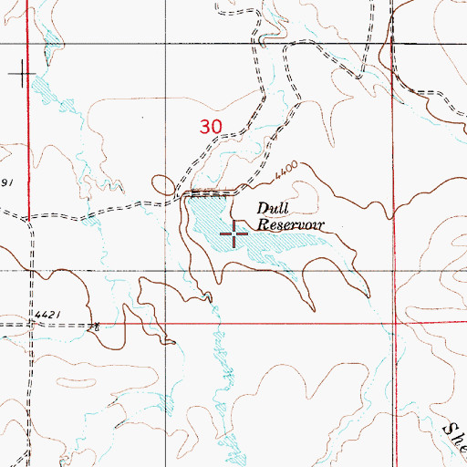 Topographic Map of Dull Reservoir, WY