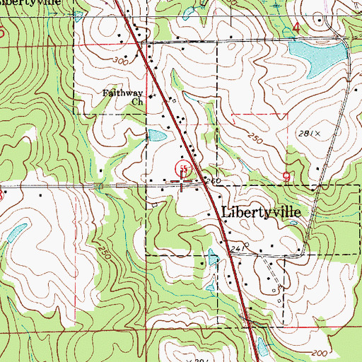 Topographic Map of Libertyville, AL