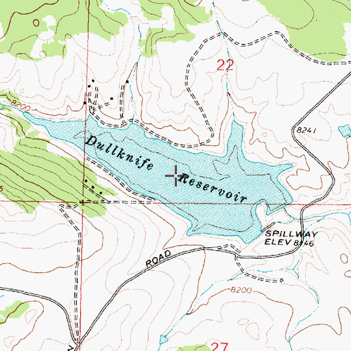 Topographic Map of Dullknife Reservoir, WY