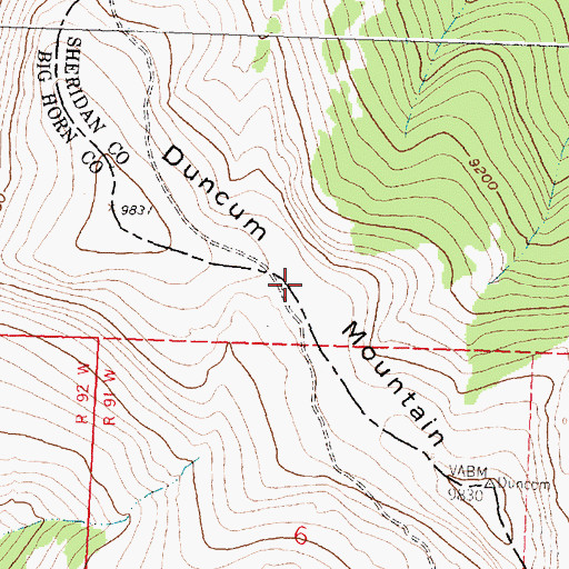 Topographic Map of Duncum Mountain, WY