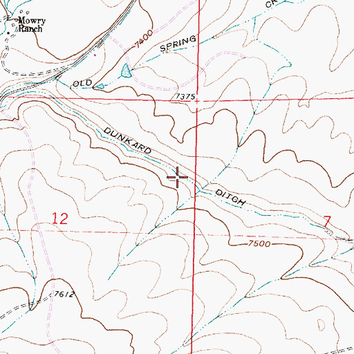 Topographic Map of Dunkard Ditch, WY