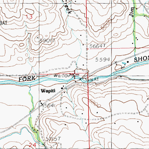 Topographic Map of Dunn Creek, WY