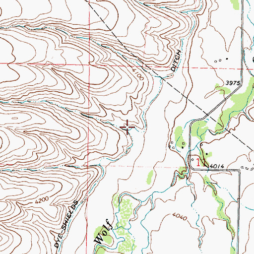 Topographic Map of Dye-Shields Ditch, WY