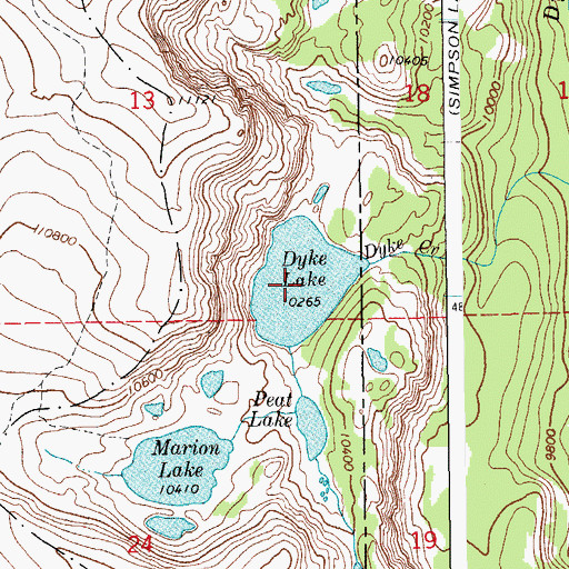 Topographic Map of Dyke Lake, WY