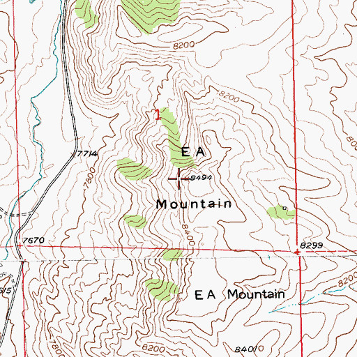 Topographic Map of E A Mountain, WY