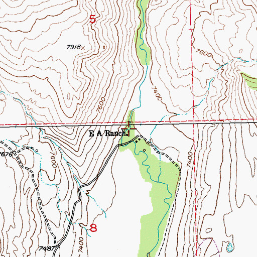 Topographic Map of E A Ranch, WY