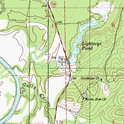 Topographic Map of Lightseys Pond, AL