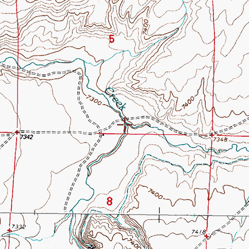 Topographic Map of East Fork Bates Creek, WY