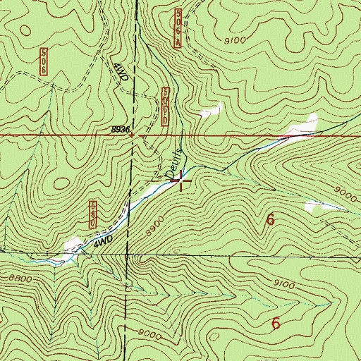 Topographic Map of East Fork Devils Gate Creek, WY