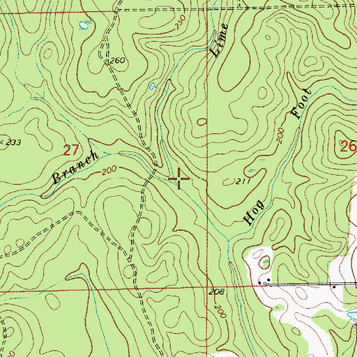 Topographic Map of Lime Branch, AL