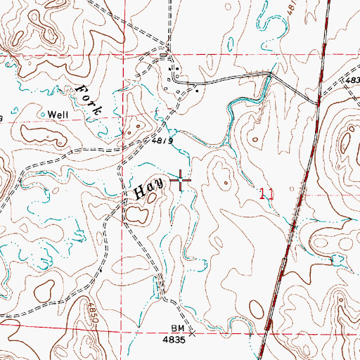 Topographic Map of East Fork Hay Creek, WY