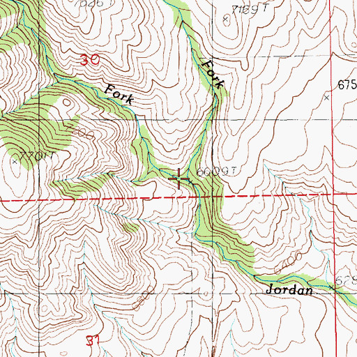 Topographic Map of East Fork Jordan Creek, WY