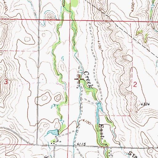 Topographic Map of East Fork Kruse Creek, WY