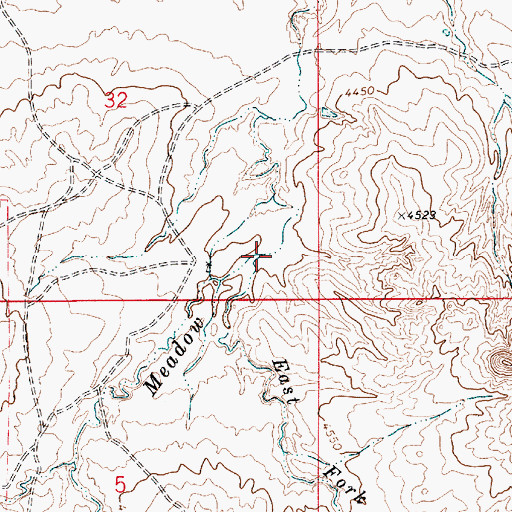 Topographic Map of East Fork Meadow Creek, WY