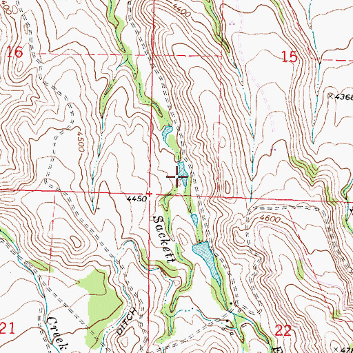 Topographic Map of East Fork Sackett Creek, WY