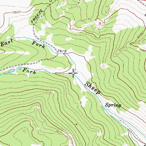Topographic Map of East Fork Sheep Creek, WY