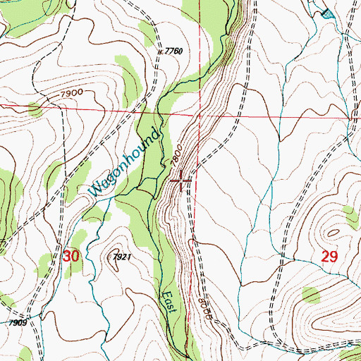Topographic Map of East Fork Wagonhound Creek, WY