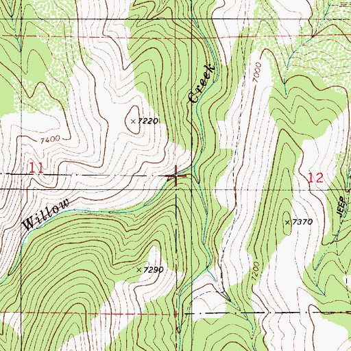 Topographic Map of East Fork Willow Creek, WY