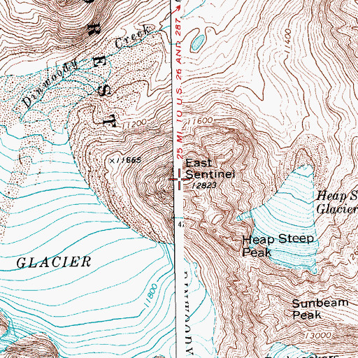 Topographic Map of East Sentinel, WY
