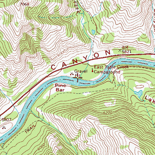 Topographic Map of East Table Creek, WY