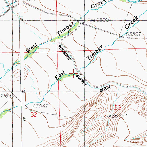 Topographic Map of East Timber Creek, WY