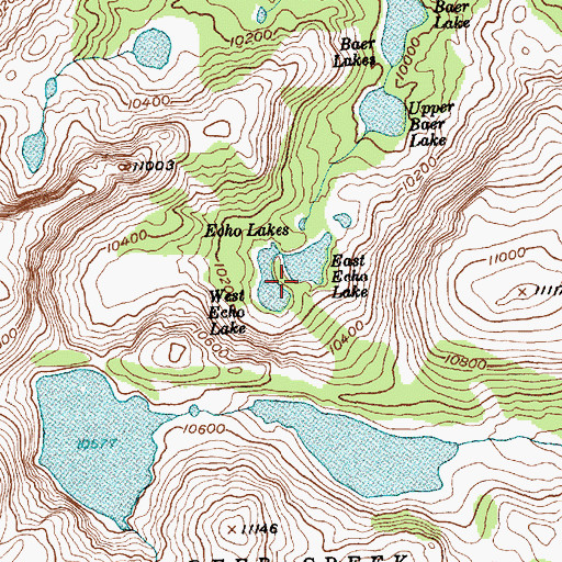 Topographic Map of Echo Lakes, WY
