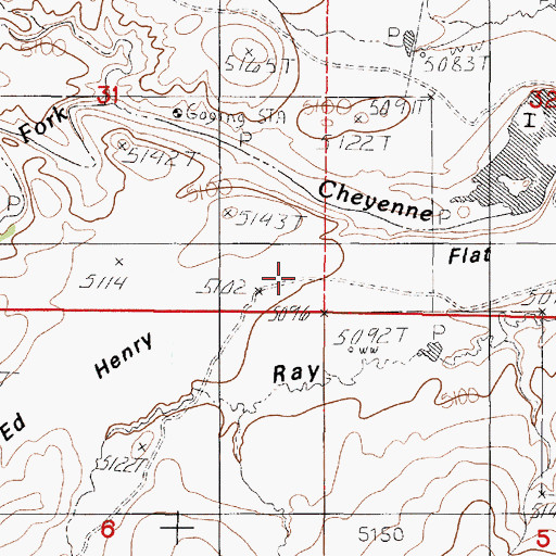 Topographic Map of Ed Henry Flat, WY