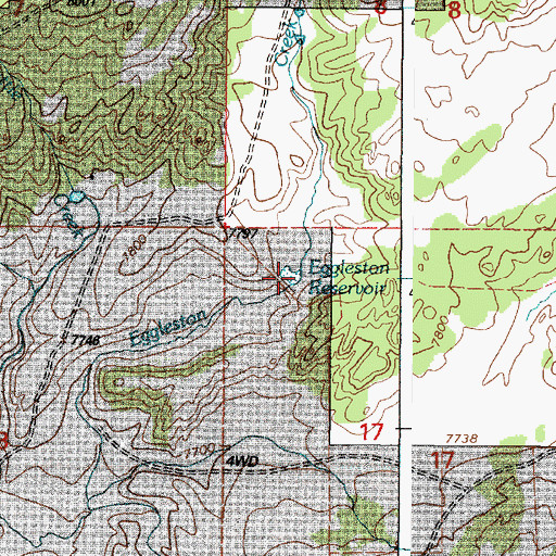 Topographic Map of Eggleston Reservoir, WY
