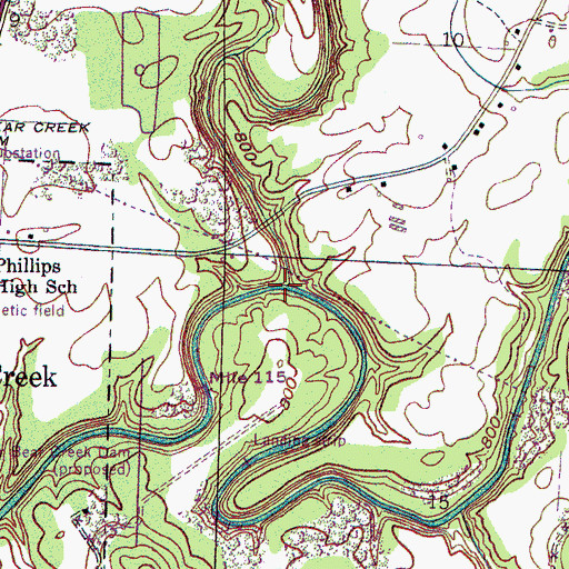 Topographic Map of Little Bear Creek, AL