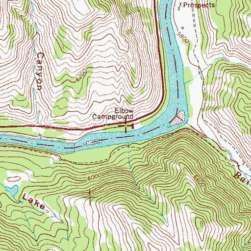 Topographic Map of Elbow Campground (historical), WY