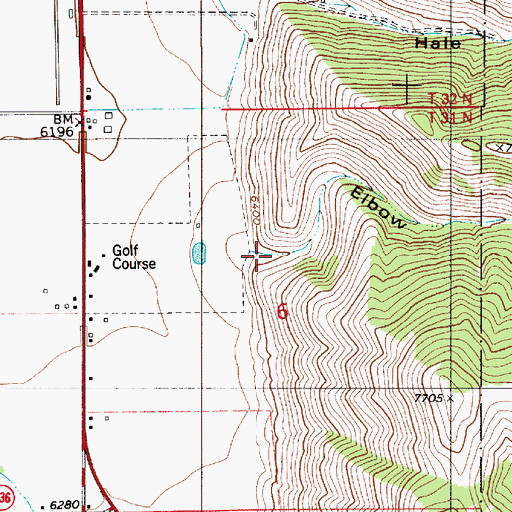 Topographic Map of Elbow Canyon, WY
