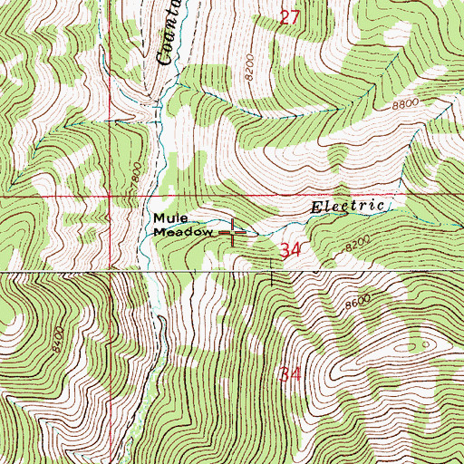 Topographic Map of Electric Creek, WY
