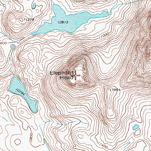 Topographic Map of Elephant Head, WY