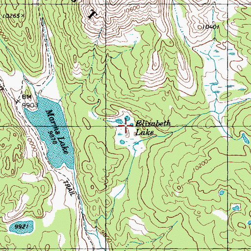 Topographic Map of Elizabeth Lake, WY