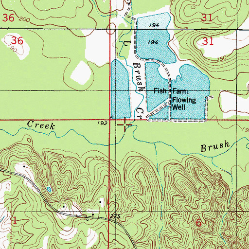 Topographic Map of Little Brush Creek, AL