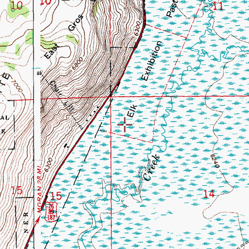 Topographic Map of Elk Exhibition Pasture, WY