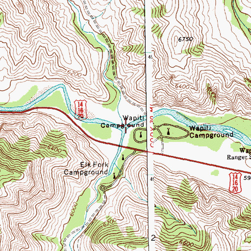 Topographic Map of Elk Fork, WY
