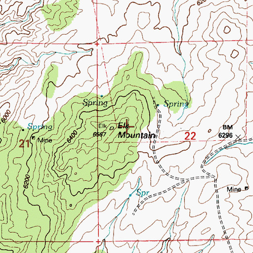 Topographic Map of Elk Mountain, WY