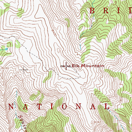 Topographic Map of Elk Mountain, WY