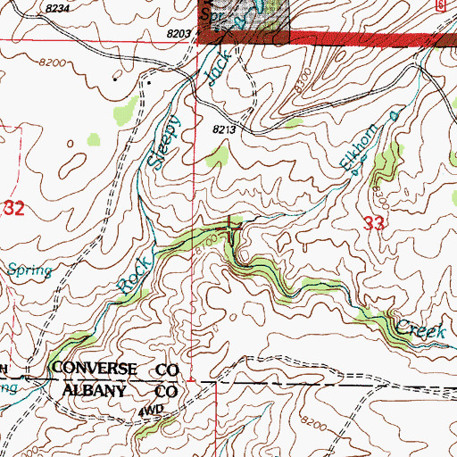 Topographic Map of Elkhorn Creek, WY
