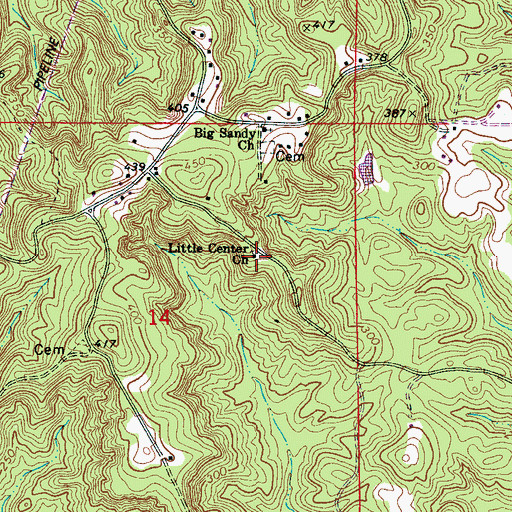 Topographic Map of Little Center Church, AL