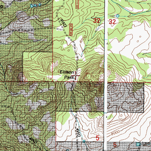 Topographic Map of Ellison Pass, WY