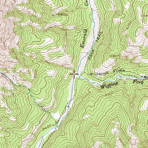 Topographic Map of Emerald Creek, WY