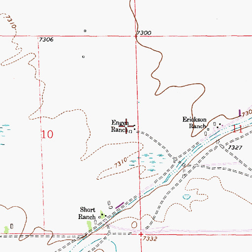 Topographic Map of Engen Ranch, WY