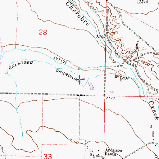 Topographic Map of Enlarged Cherokee Ditch, WY