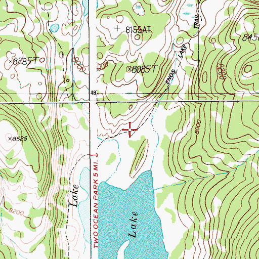 Topographic Map of Enos Lake Trail, WY