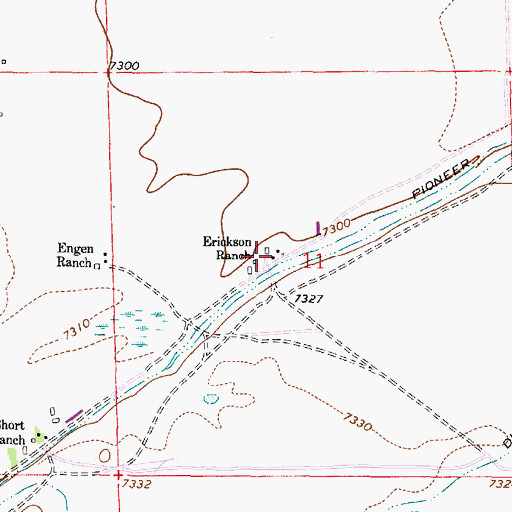 Topographic Map of Erickson Ranch, WY